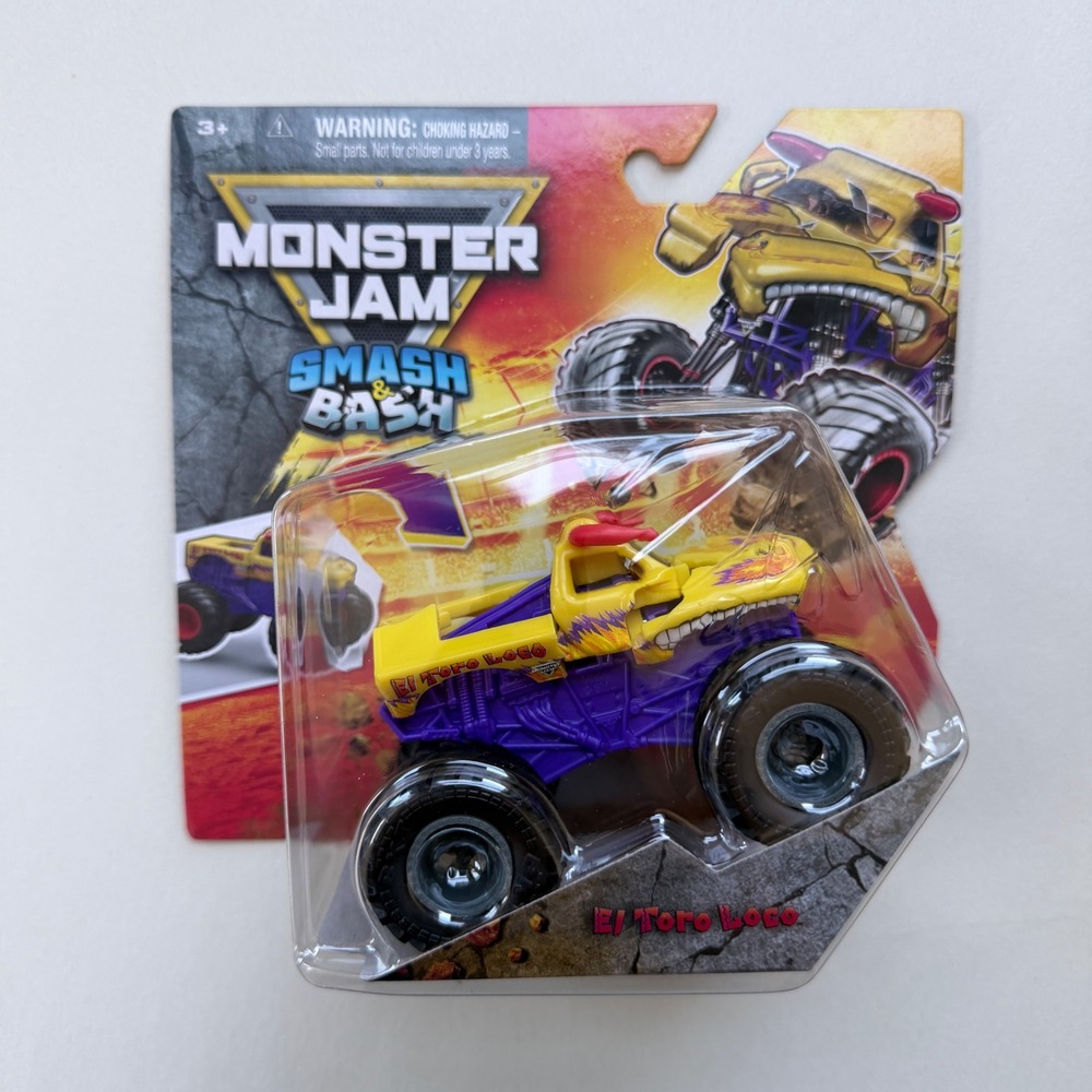 Monster Jam Smash & Bash El Toro Loco Yellow Purple Series 03 Monster Truck Toy